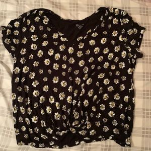 3x black shirt with white and yellow flowers